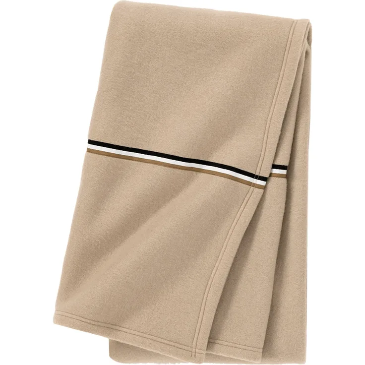 BOSS Wohndecke - BLINEA, Plaid, Fleece, Streifen-Detail Beige 130x170 cm