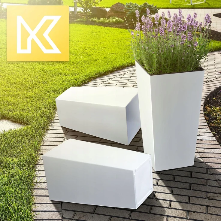 KADAX Blumentopf + Einsatz 18x36cm hoch weiß glänzend – Bild 2
