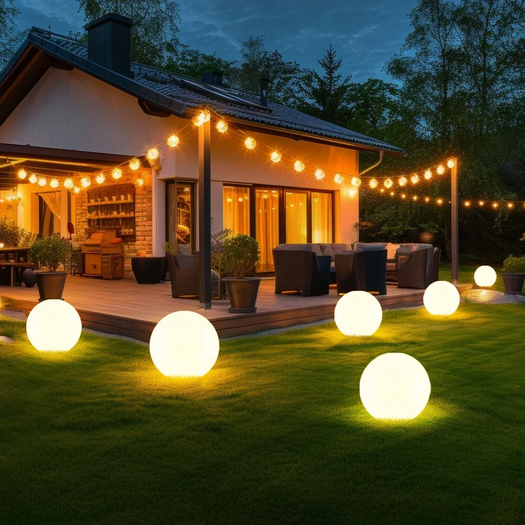 3er Set LED Solarleuchten, Außenlampe, Kugel, weiß silber – Bild 4