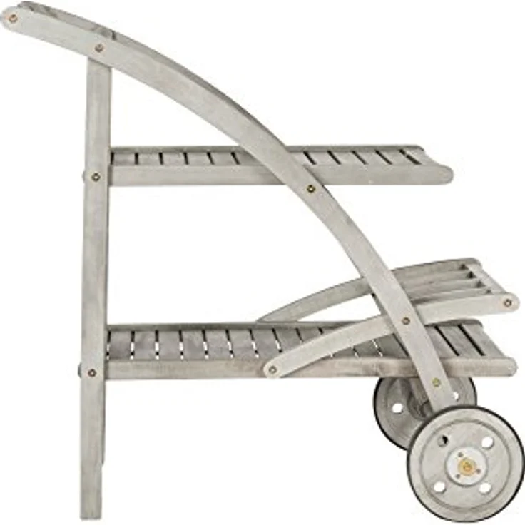 SAFAVIEH Outdoor Tea Trolley - 2 Tier, in Grey Wash and Beige – Bild 2