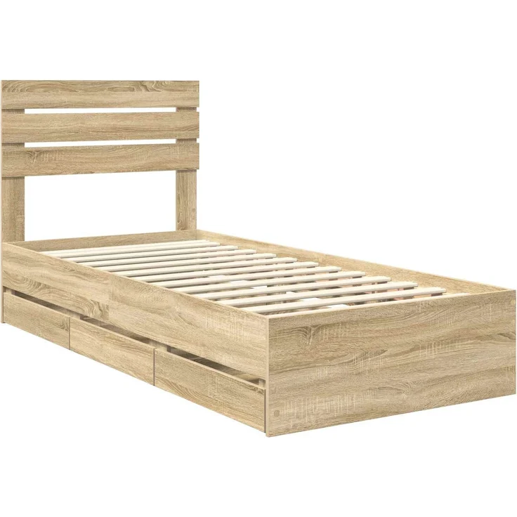 vidaXL Bettrahmen Sonoma-Eiche 100 x 200 cm Ingenieurs Holz 3411525 – Bild 4
