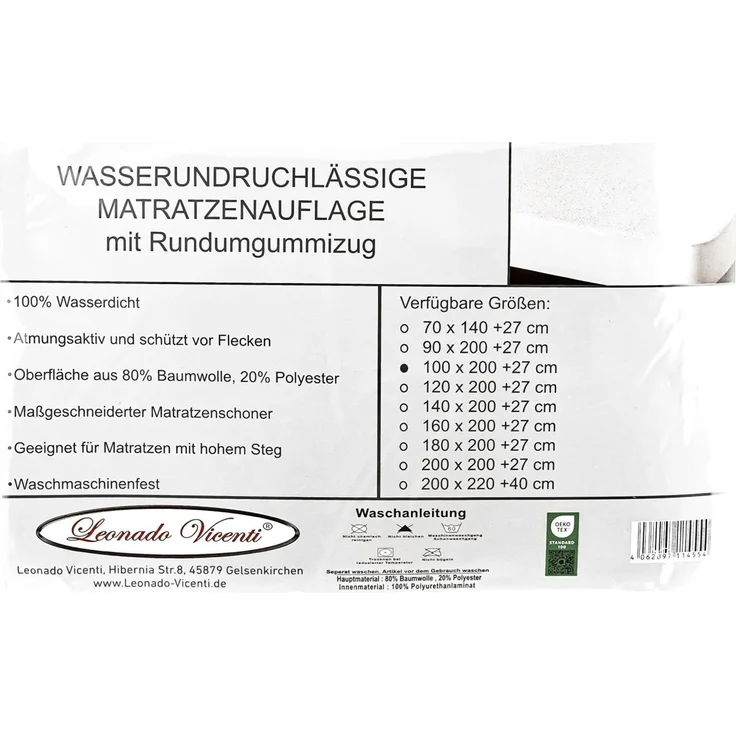 Wasserdichte Matratzenschoner 200x220cm mit 40 cm Rundumgummizug Matratzenauflage Inkontinenzunterlage Nässeschutz – Bild 8
