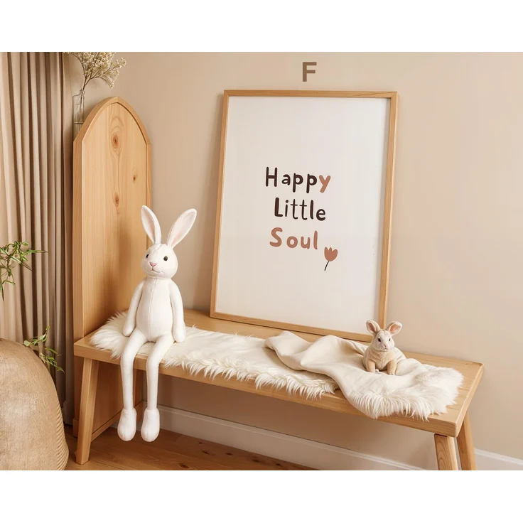 süße Hasen Poster Kinderzimmer · Geschenkidee für Kinder · Babyzimmer Deko · Modern Abstrakt Minimalistisch neutral ·Deko Print ohne Rahmen - F / 70 x 100 cm