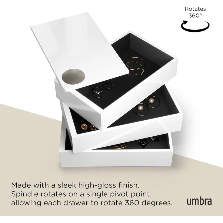 Umbra Spindel Schmuckkästchen, einzigartige Aufbewahrungsbox für Accessoires mit weißer Hochglanzlackierung – Bild 5