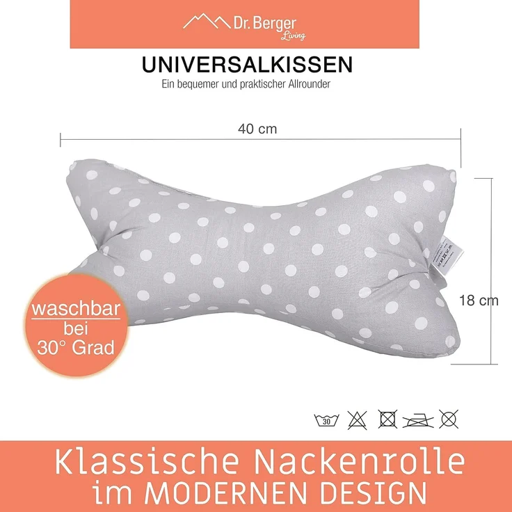 Original Dr. Berger Leseknochen Tupfen Grau 40 x 18 cm – Bild 2