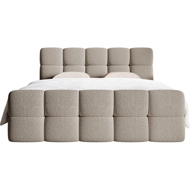 Selsey 'Cloudy' Boxbett mit Bettkästen, Matratze, Topper, Bouclé-Bezug, graubeige, 160x200 cm – Bild 6