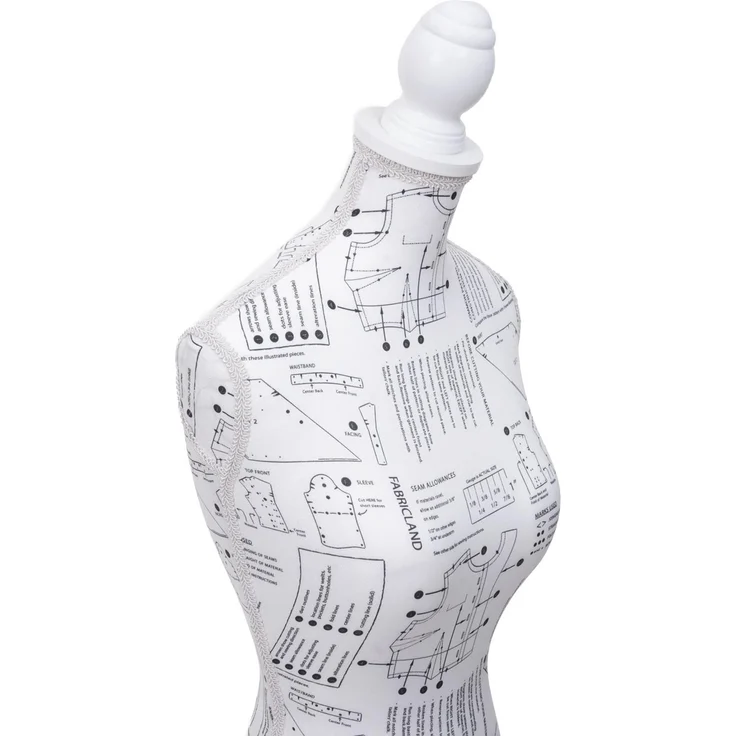 Schneiderpuppe T220, Schaufensterpuppe Torso weiblich, Schaumstoff ~ weiß mit Skizzen – Bild 4