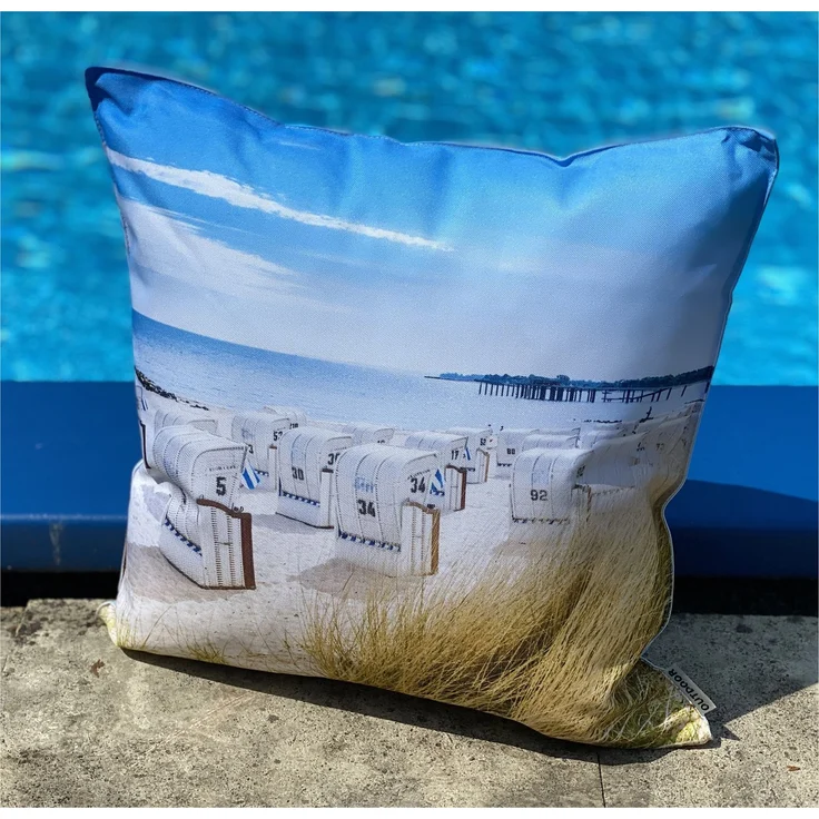 heimtexland Â® Outdoorkissen Lotus Effekt 45x45 Garten Dekokissen Wasserabweisend Outdoor Lounge Deko Kissen Typ742 Maritim StrandkÃ¶rbe – Bild 2