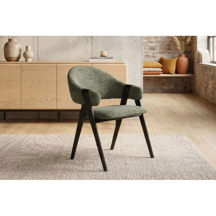 KAWOLA Esszimmerstuhl ARELLA Stoff grün 83 x 63 x 63 cm