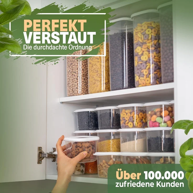 Viwares Vorratsdose Viwares Vorratsdosen-Set Mix Weiß SERIE FOLY 12er, Kunststoff, (Set, 12-tlg, 12er), BPA Frei Stapelbar Luftdicht – Bild 7