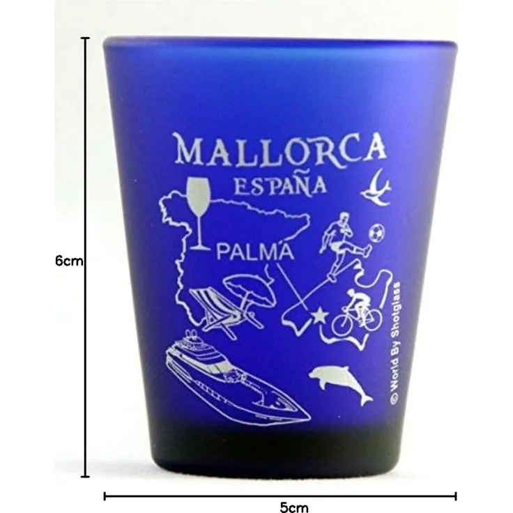 Mallorca Spain Palma De Mallorca Cobalt Blue Shot Glass by World By Shotglass