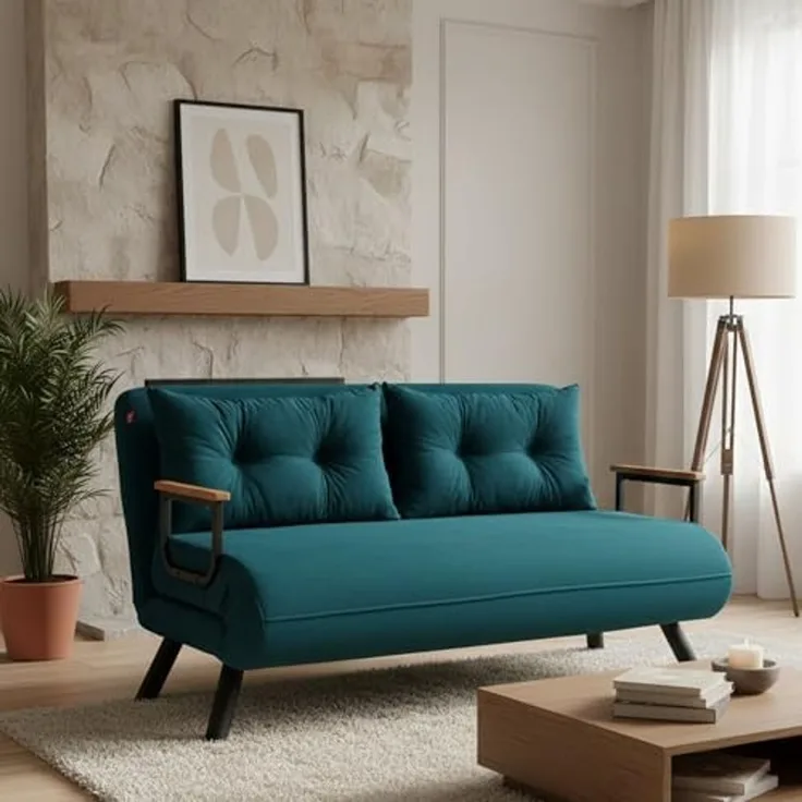 Dmora Schlafsofa 2-Sitzer Merak 133x78 cm Grün, Stauraum