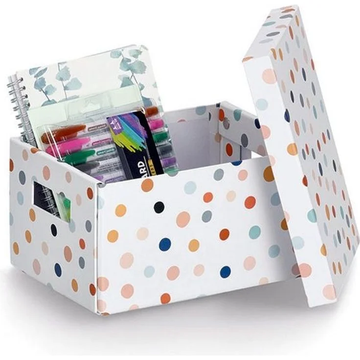 Zeller Present Aufbewahrungskorb Aufbewahrungsbox 'Dots', recycelter Karton, bunt, ca. 18 x 25 x 13 cm – Bild 1