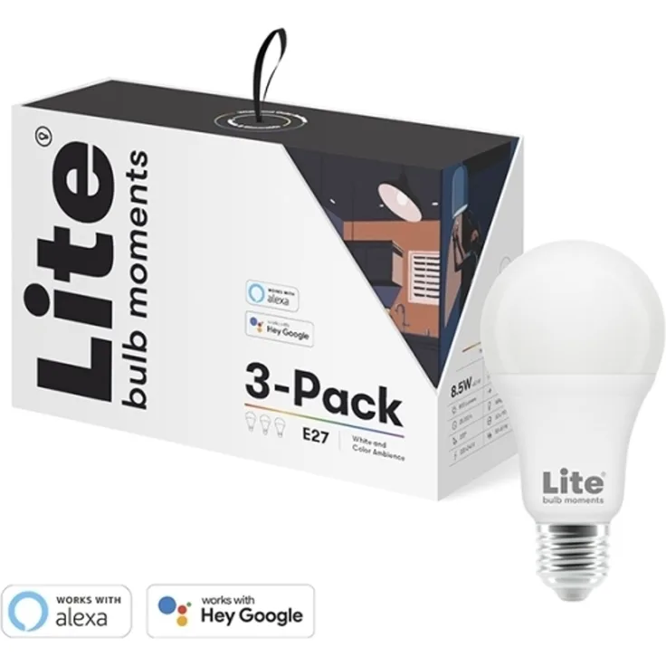 Lite Bulb Moments A60 RGB 2700–6500 K E27 9 W Weiß und Farbatmosphäre 3er-Pack