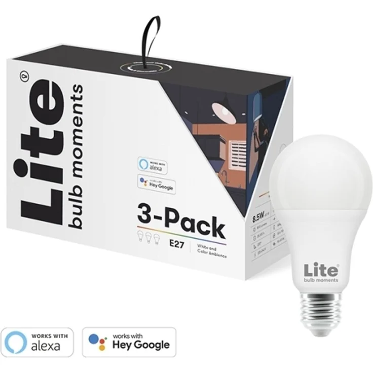 Lite Bulb Moments A60 RGB 2700–6500 K E27 9 W Weiß und Farbatmosphäre 3er-Pack