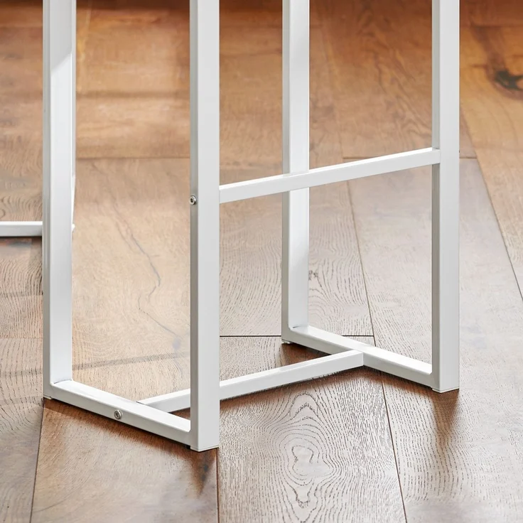 SoBuy OGT15-WN Bartisch-Set mit 4 Hockern, MDF, PVC-Furnier, Weiß, 100 x 93 x 60 cm – Bild 8