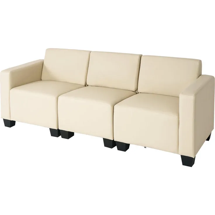MCW 3-Sitzer Sofa, Beige, Textil, modernes Lounge-Design mit bequemer Polsterung, 193x76x72 cm, erweiterbar mit Lyon-Serie