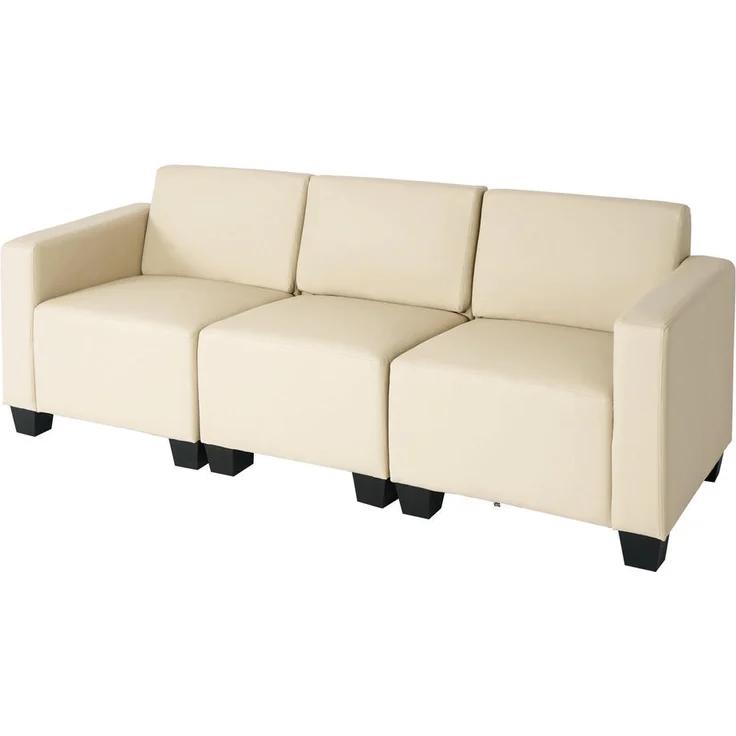 MCW 3-Sitzer Sofa, Beige, Textil, modernes Lounge-Design mit bequemer Polsterung, 193x76x72 cm, erweiterbar mit Lyon-Serie