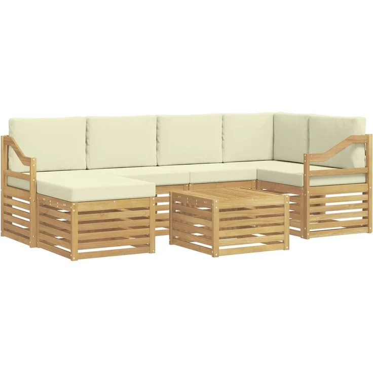 vidaXL Outdoor-Sofagarnitur 7 stk. 5-Sitzer Weiß und Creme Polyester 3392170 – Bild 2