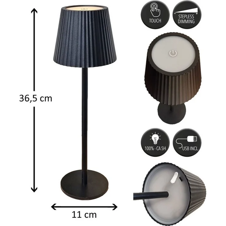Coen Bakker Deco BV LED Tischleuchte Touch Tischlampe Dimmbar Akku In-/Outdoor IP44, Touch-Funktion, LED fest verbaut, Warmweiß, Kaltweiß, Tageslichtweiß – Bild 2