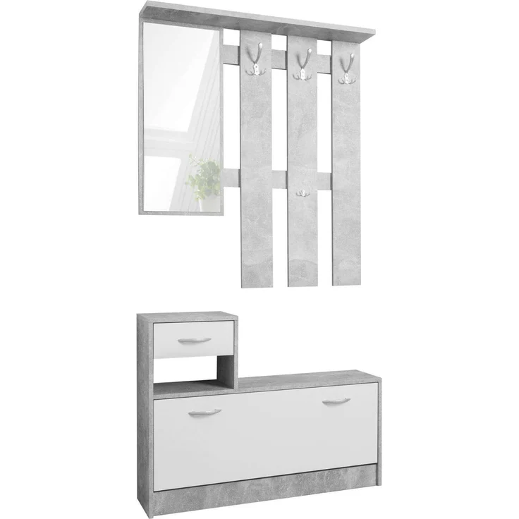 Esidra Dmora - Armadio multiuso Sillano, Mobile multifunzione portascope, Guardaroba a 3 ante, 116x35h190 cm, Bianco – Bild 4
