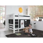 Relita Etagenbett BENI Buche massiv weiß lackiert mit Textilset Pirat