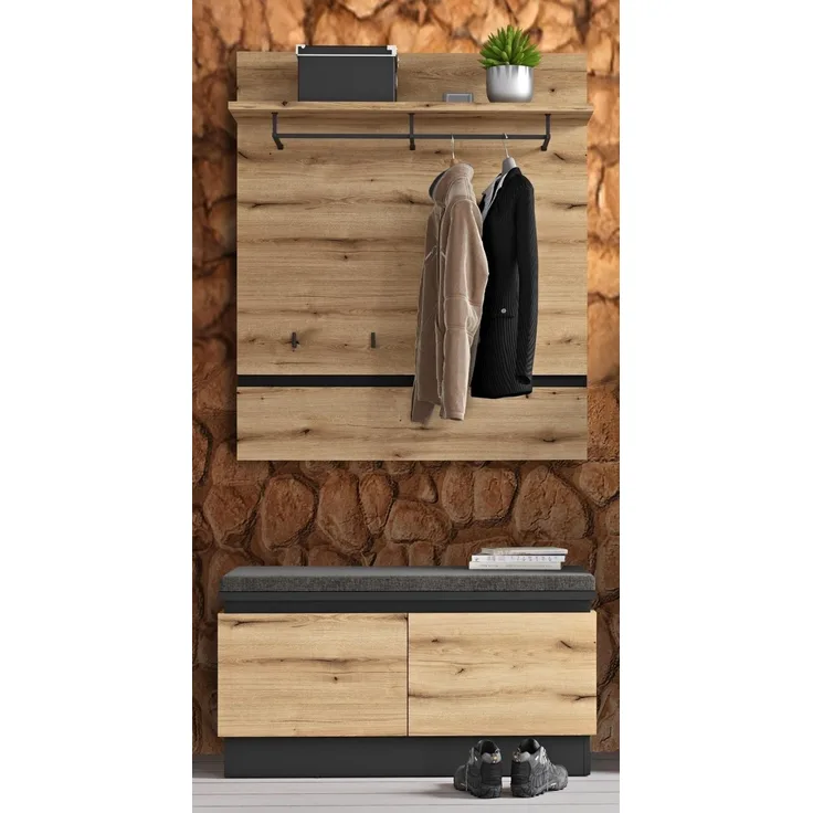Garderoben-Set >Corte< (2-teilig) Evoke Eiche Dekor - 101x201x45 BxHxT