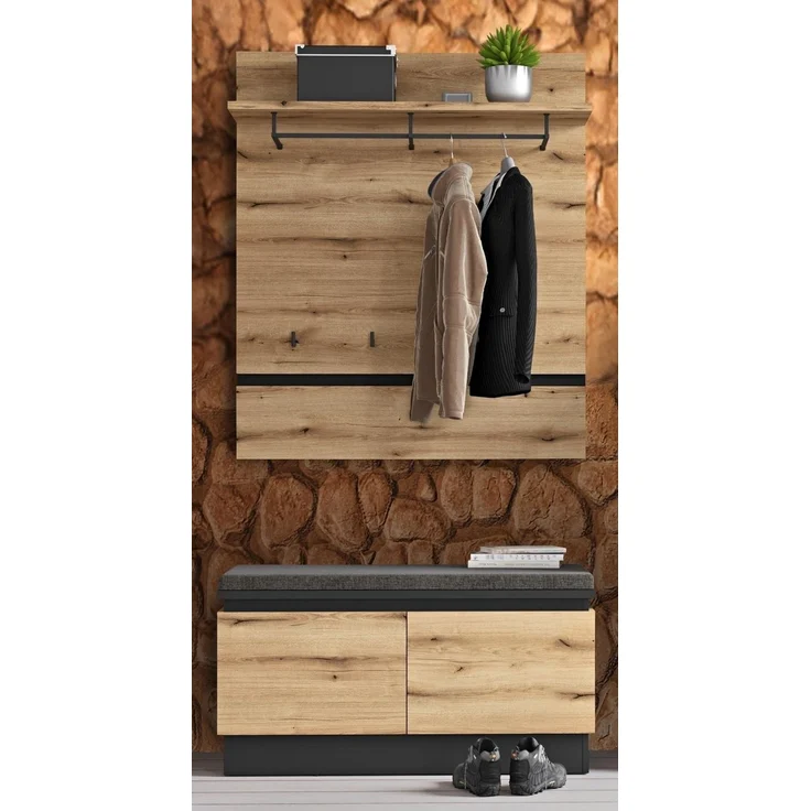 Garderoben-Set >Corte< (2-teilig) Evoke Eiche Dekor - 101x201x45 BxHxT – Bild 1