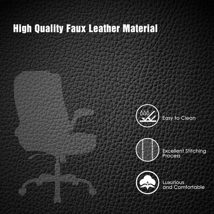 Ergonomischer Bürostuhl 360° Drehstuhl Schwarz Kunstleder 150kg – Bild 8