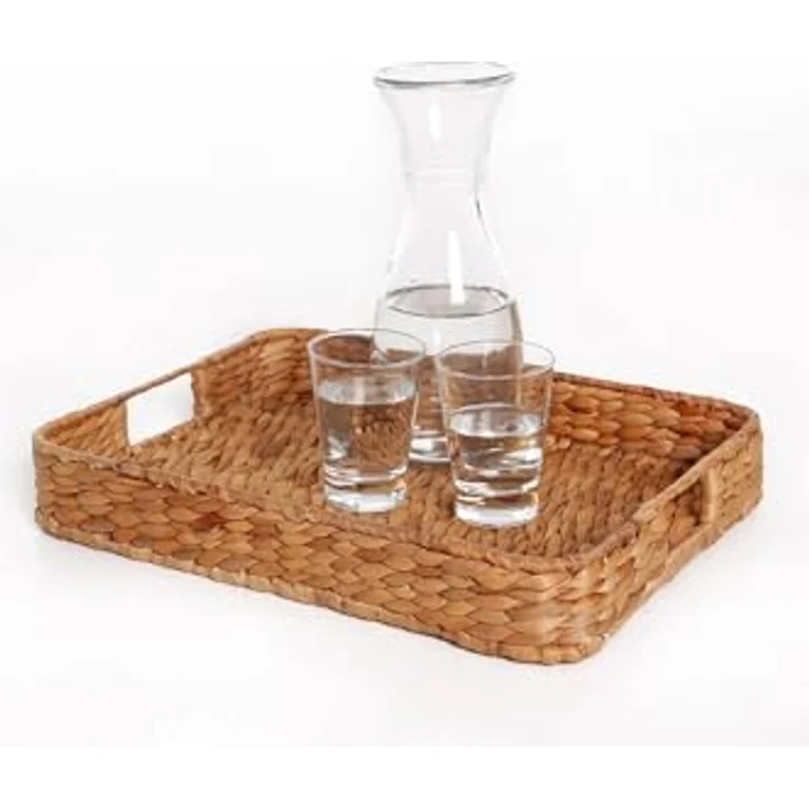 VIVANNO Tablett Wasserhyazinthe TIM, Natur Geflochten 40x30x6 cm, Wasserhyazinthe – Bild 3