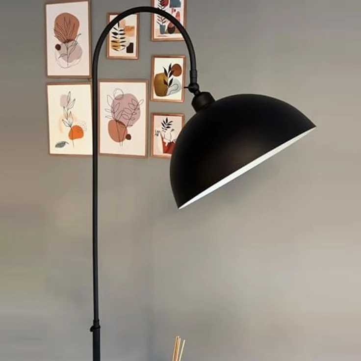 Bamyum Stehlampe Moderne Stehlampe aus Metall mit E27, verstellbarer Lampenschirm, ohne Leuchtmittel, E27, verstellbarer Lampenschirm, Stehluchte mit Ablage – Bild 3