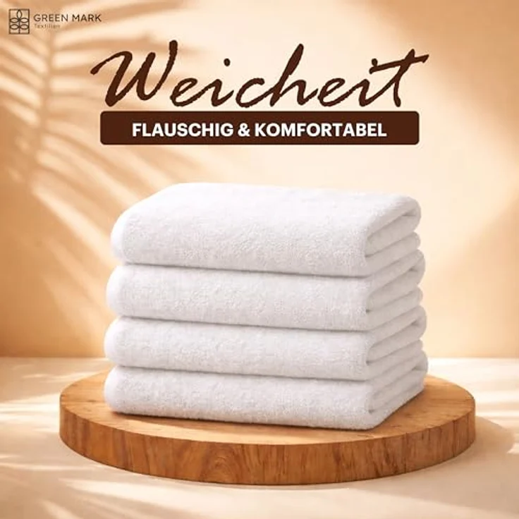 NatureMark 4er Pack Duschtücher, Größe 70x140 cm, Weiß, 100% Baumwolle – Bild 4