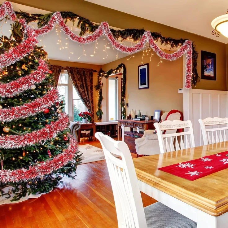 4 m Weihnachtsdekoration, Baumform, hängend, Silber, Innen & Außen, 2m pro Teil – Bild 4