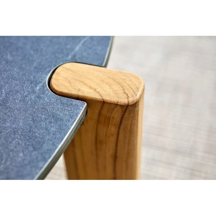 Gartencouchtisch Domino aus Teak, modern rund, anthrazit und natur, Ø 70 cm – Bild 4