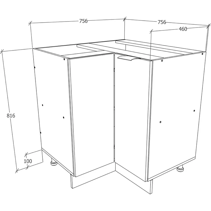 VCM Küchenmöbel Unterschrank Fasola 920537 Weiß / Honig-Eiche H. 82 x B. 76 x T. 76 cm – Bild 2