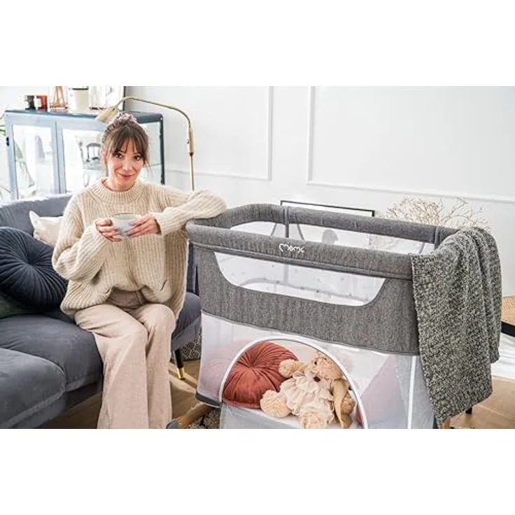 Momi SMARTBED 4-in-1 Kinderbeistellbetten bis 15 kg, Beistellbett für Babys mit Matratze, Höhenverstellbar – Bild 14