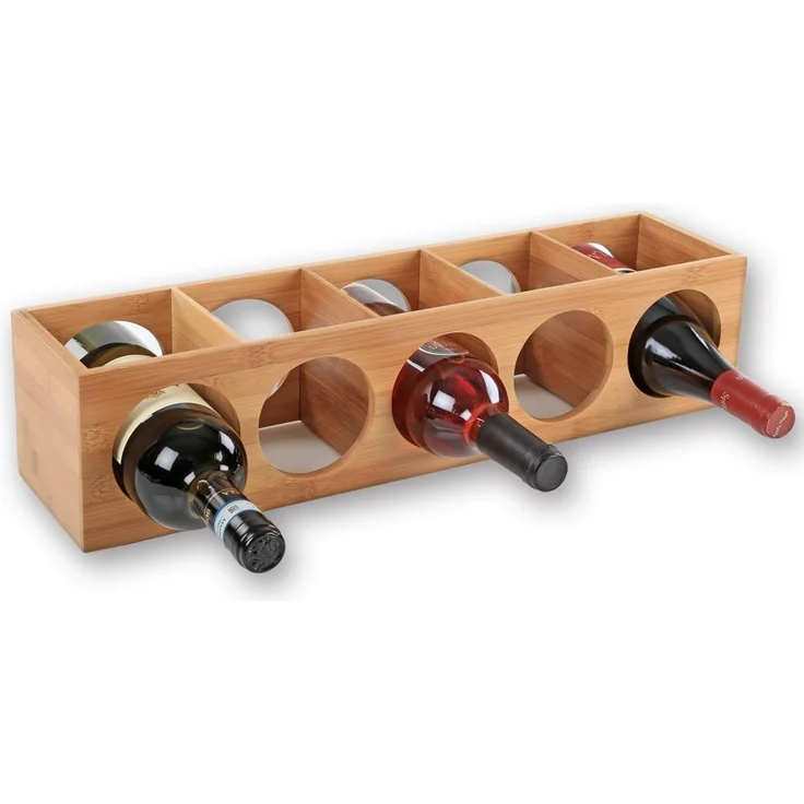 Gräfenstayn Weinregal CUBE - stapelbar aus Bambus-Holz für 5 Wein-Flaschen zum Stellen, Wand-Montage erweiterbar Weinflaschenhalter Weinkiste Flaschenregal – Bild 2