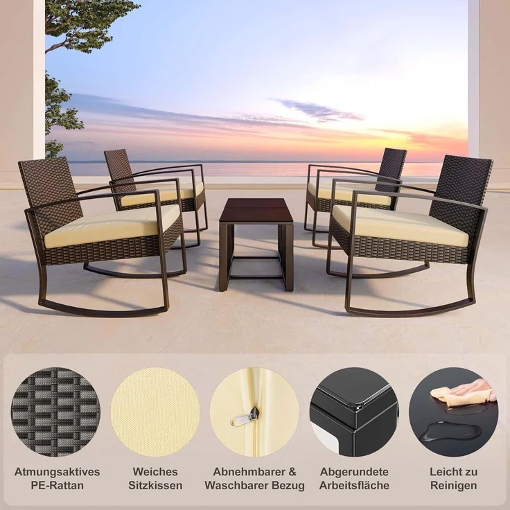 Bealife Gartenmöbel Set Balkon Lounge 2 Personen Outdoor – Bild 5