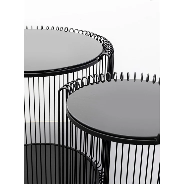 KARE Design Beistelltisch Wire Double Schwarz 2er Set Modern Stahl Glas Geschenkidee Sofa Runder Nachttisch Raumdekor Wohnkultur Wohnzimmer Büro 46 x 45 x 45 cm 43 x 33 x 33 cm (H/B/T) – Bild 6