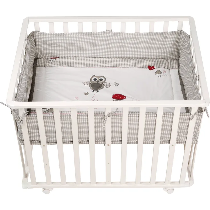 roba Laufgitter 'Adam & Eule' 75 x 100 cm - inkl. Schutzeinlage - Höhenverstelbar - Holz weiß