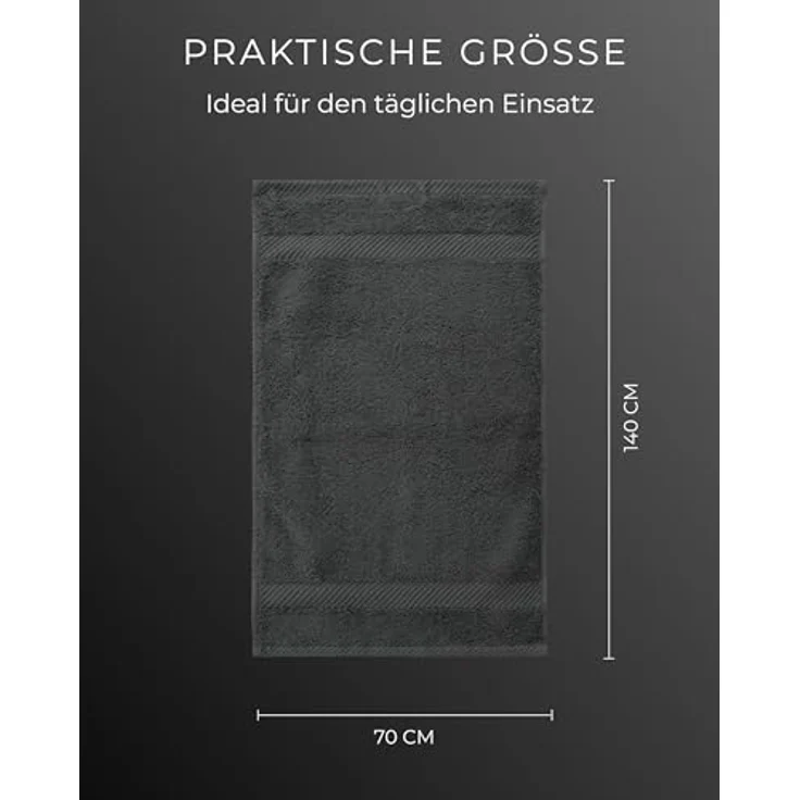 Luckytowel Duschtuch Set 4er Pack Anthrazit – 70x140 cm Oeko-TEX Badetücher aus 100% Baumwolle, flauschig & saugstark mit 600 g/m² – Bild 4