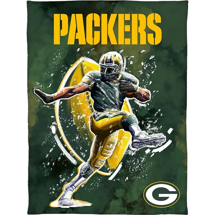 Wohndecke NFL Green Bay Packers Decke 150x200 cm Wellsoft Kuscheldecke Wohndecke, BERONAGE, passend zur Bettwäsche, ideal für Sofa, Couch, Bett, Auto, Camping – Bild 1