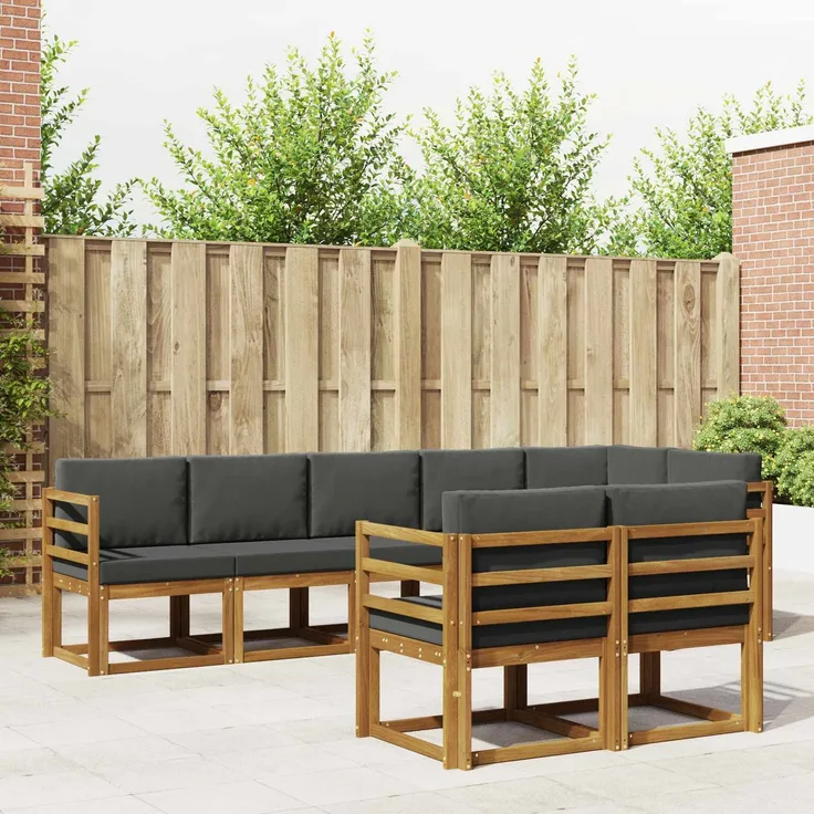 vidaXL Outdoor-Sofagarnitur 8 stk. 8-Sitzer Natur und Anthrazit 3366555