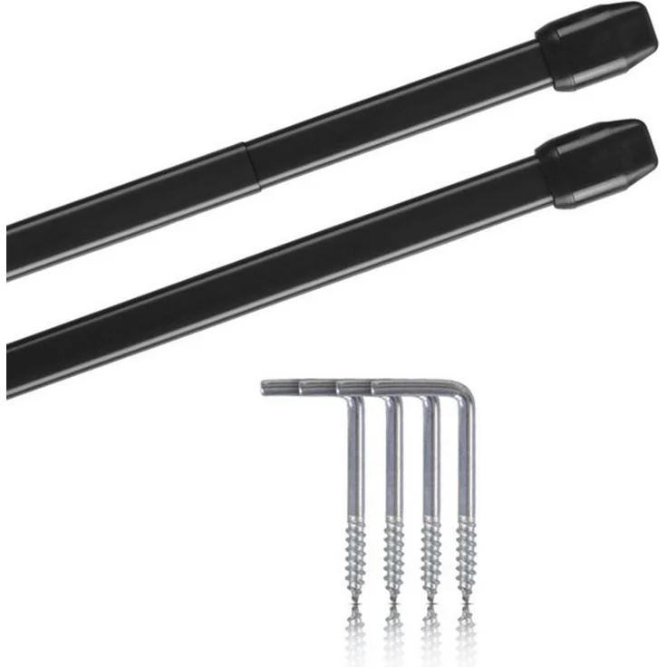 Bestlivings Vitragestange 2er-Pack, Ø 10 mm, 1-läufig, ausziehbar, mit Schraubhaken, verschrauben, Edelstahl, für Küchen- & Bistrogardinen – Bild 4