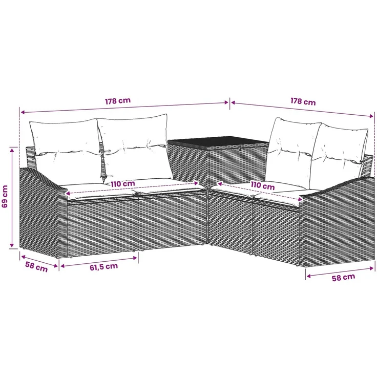 vidaXL Sofa Set 5 stk. Beige und Cremeweiß Polyrattan und Stahl 3447824 – Bild 10