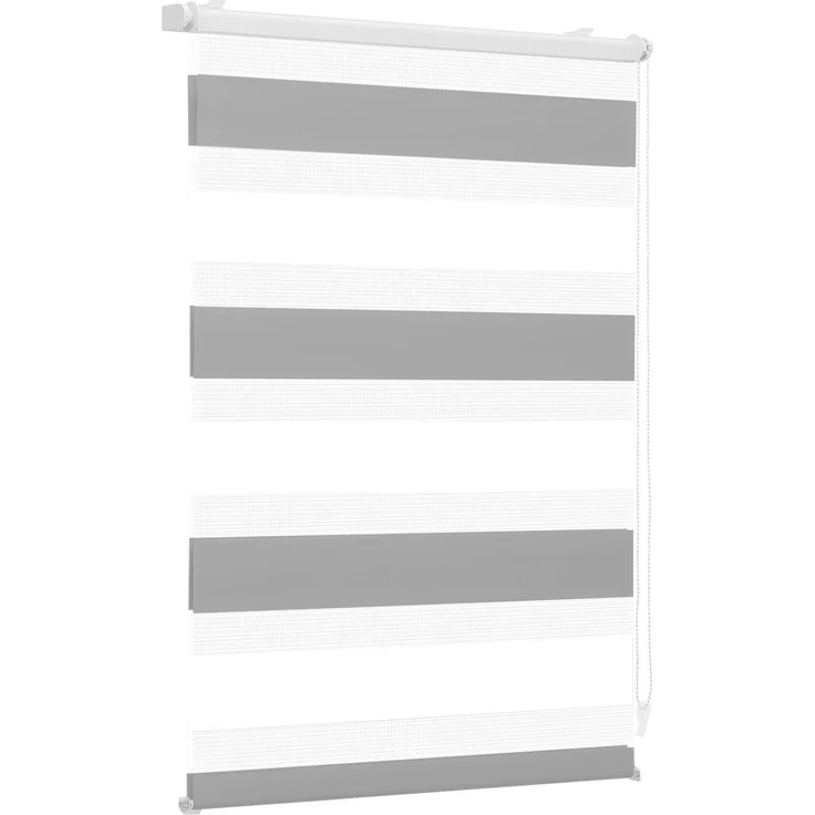 Sekey Doppelrollo Klemmfix ohne Bohren für Fenster, Zweifarbig Doppelrollo 60 cm breit, Duo Rollo Jalousie Sonnenschutz, 60x210 cm, Weiß & Grau
