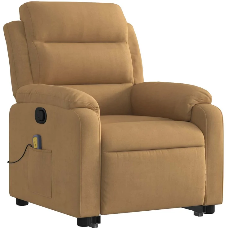 vidaXL Massagesessel mit Aufstehhilfe Braun Samt 3205111 – Bild 2