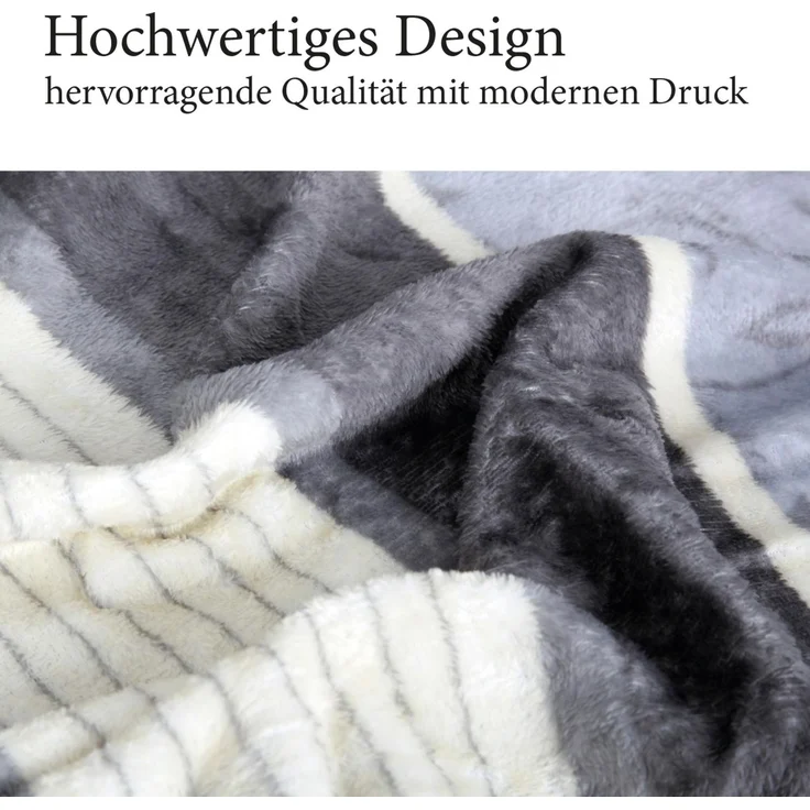Kuscheldecke XXL (130x170cm) - Hellgrau Ranke - Flauschdecke Microfaser-Decke - Jacquard, große weiche Wohn-Decke zum kuscheln Flanelldecke – Bild 2