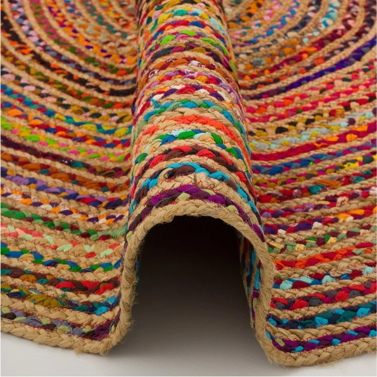 Pergamon Sisalteppich Teppich Jute Baumwolle Salsa Bunt, Rund, Höhe: 8 mm – Bild 3