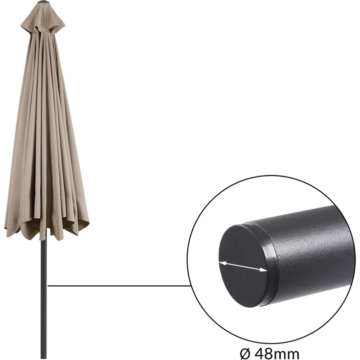 Kingsleeve Sonnenschirm mit Kurbel, UV Schutz 30+, Alu Mast / Polyester taupe, Ø 330 cm – Bild 5